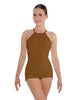 Solid Lycra Halter Covered Back Biketard