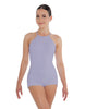Solid Lycra Halter Covered Back Biketard