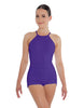 Solid Lycra Halter Covered Back Biketard