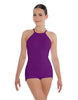 Solid Lycra Halter Covered Back Biketard