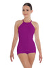 Solid Lycra Halter Covered Back Biketard