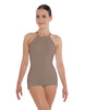 Solid Lycra Halter Covered Back Biketard