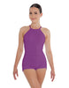 Solid Lycra Halter Covered Back Biketard