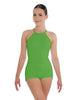 Solid Lycra Halter Covered Back Biketard