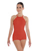 Solid Lycra Halter Covered Back Biketard