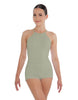 Solid Lycra Halter Covered Back Biketard