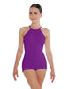 Solid Lycra Halter Covered Back Biketard