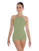 Solid Lycra Halter Covered Back Biketard