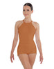 Solid Lycra Halter Covered Back Biketard