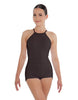 Solid Lycra Halter Covered Back Biketard
