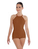 Solid Lycra Halter Covered Back Biketard