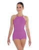 Solid Lycra Halter Covered Back Biketard
