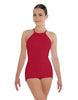 Solid Lycra Halter Covered Back Biketard