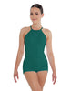 Solid Lycra Halter Covered Back Biketard
