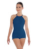 Solid Lycra Halter Covered Back Biketard