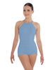 Solid Lycra Halter Covered Back Biketard