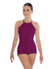 Solid Lycra Halter Covered Back Biketard