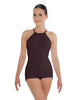 Solid Lycra Halter Covered Back Biketard