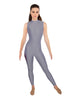 Solid Lycra Tneck Sleeveless Open Back Unitard