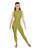Solid Lycra Tneck Sleeveless Open Back Unitard