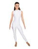 Solid Lycra Tneck Sleeveless Open Back Unitard