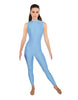 Solid Lycra Tneck Sleeveless Open Back Unitard