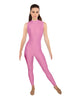 Solid Lycra Tneck Sleeveless Open Back Unitard