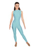 Solid Lycra Tneck Sleeveless Open Back Unitard