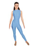 Solid Lycra Tneck Sleeveless Open Back Unitard
