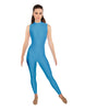 Solid Lycra Tneck Sleeveless Open Back Unitard