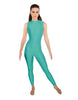 Solid Lycra Tneck Sleeveless Open Back Unitard