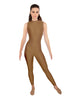 Solid Lycra Tneck Sleeveless Open Back Unitard