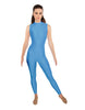 Solid Lycra Tneck Sleeveless Open Back Unitard