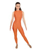 Solid Lycra Tneck Sleeveless Open Back Unitard