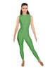 Solid Lycra Tneck Sleeveless Open Back Unitard