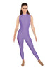 Solid Lycra Tneck Sleeveless Open Back Unitard