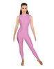 Solid Lycra Tneck Sleeveless Open Back Unitard