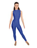 Solid Lycra Tneck Sleeveless Open Back Unitard