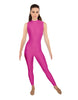 Solid Lycra Tneck Sleeveless Open Back Unitard