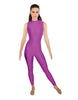 Solid Lycra Tneck Sleeveless Open Back Unitard