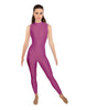 Solid Lycra Tneck Sleeveless Open Back Unitard