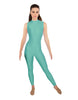 Solid Lycra Tneck Sleeveless Open Back Unitard