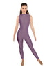 Solid Lycra Tneck Sleeveless Open Back Unitard