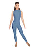 Solid Lycra Tneck Sleeveless Open Back Unitard