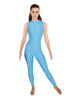 Solid Lycra Tneck Sleeveless Open Back Unitard