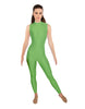 Solid Lycra Tneck Sleeveless Open Back Unitard