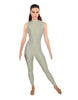 Solid Lycra Tneck Sleeveless Open Back Unitard