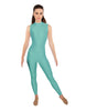 Solid Lycra Tneck Sleeveless Open Back Unitard
