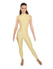 Solid Lycra Tneck Sleeveless Open Back Unitard