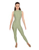 Solid Lycra Tneck Sleeveless Open Back Unitard